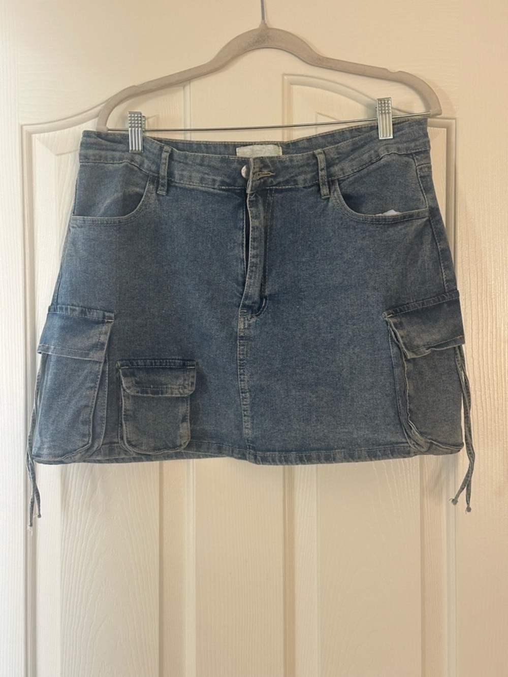 Denim Cargo Mini Skirt - Blue